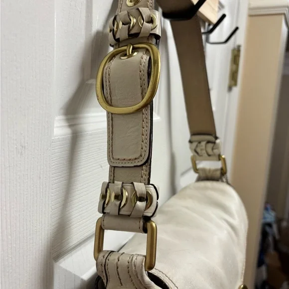 Coach Y2K L0773-11772 Bleeker Denim Signature C Flap Satchel w White Leather GUC - Picture 6 of 16